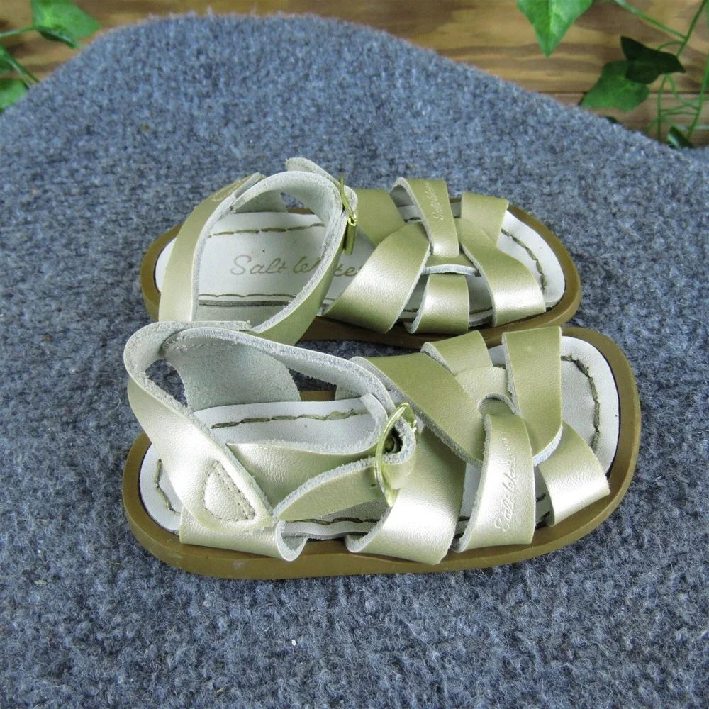 Salt Water Girls Gladiator Size T‎ 5 Medium Shoes Gold Leather Buckle